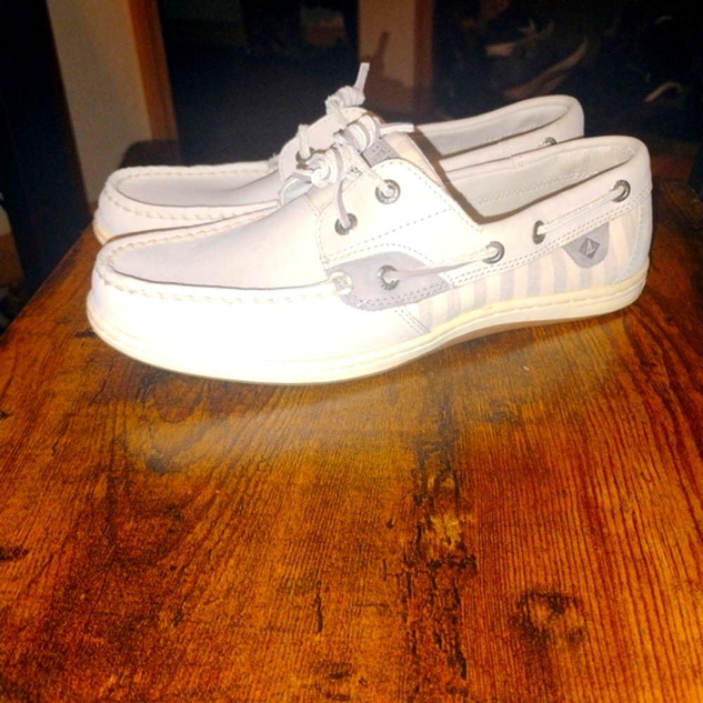 White and Gray, Slide On Boat Shoes